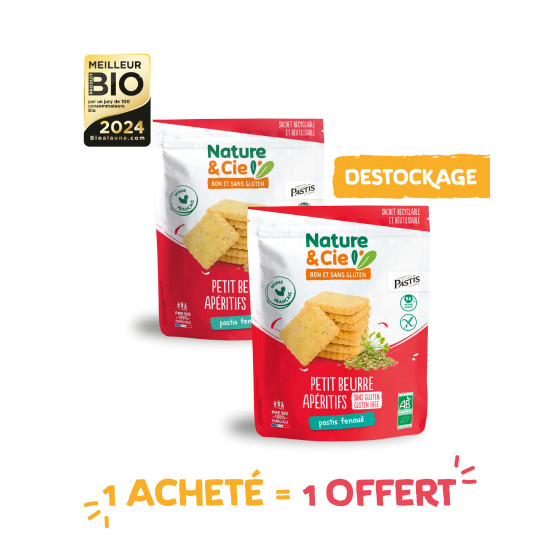 LOT DE 2 Petit-beurre apéritifs pastis fenouil 80g - 1 ACHETÉ 1 OFFERT